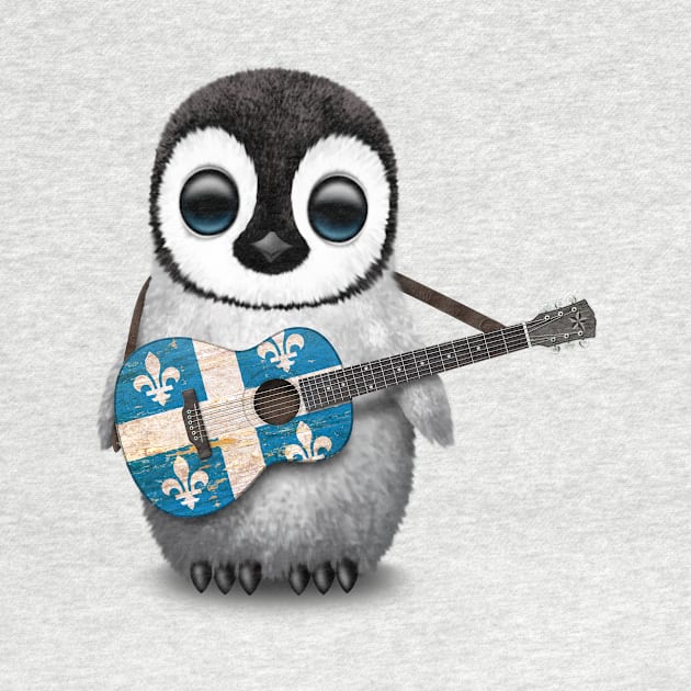 Baby Penguin Playing Quebec Flag Guitar by jeffbartels